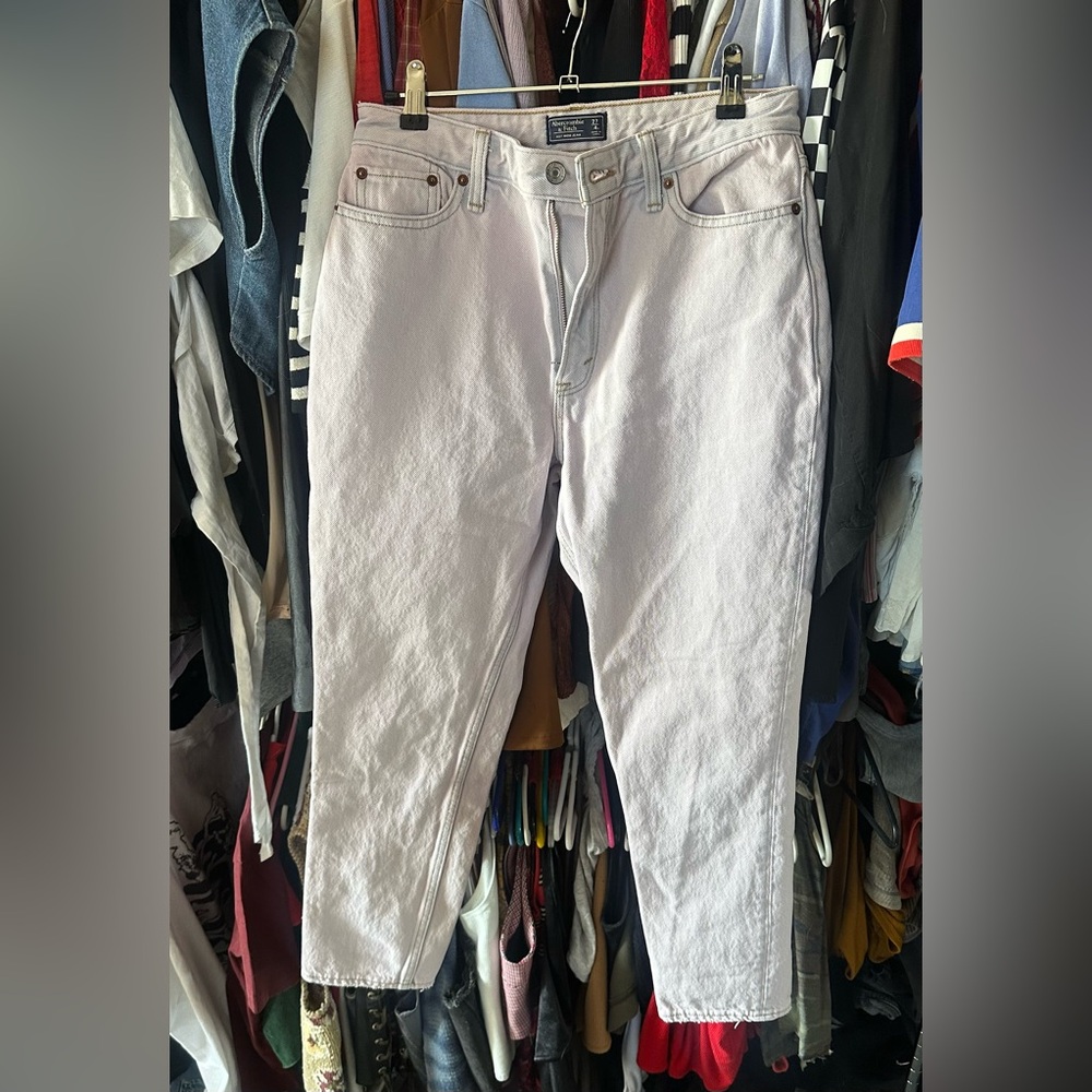 Abercrombie & Fitch Light Pink Denim Mom Jeans